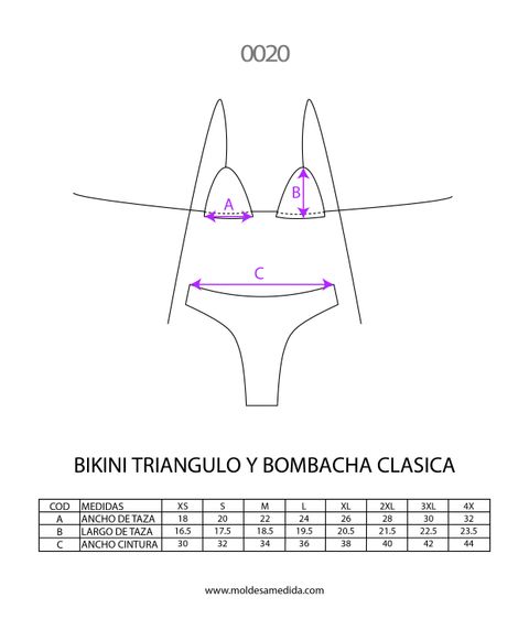 MOLDE BIKINI TRIÁNGULO Y BOMBACHA CLASICA