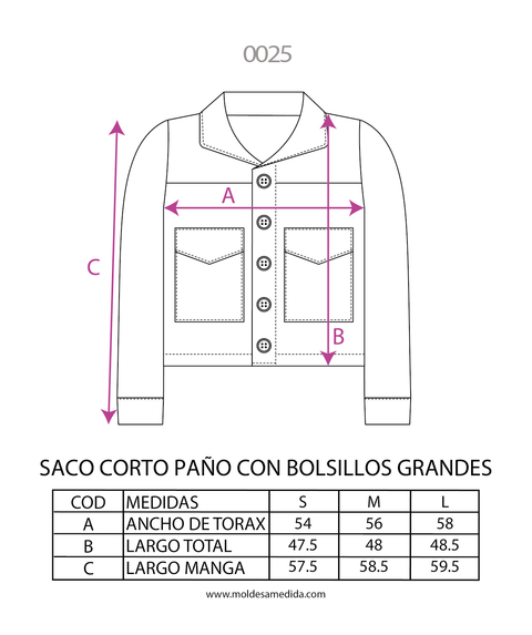  0025 | MOLDE SACO CORTO PAÑO