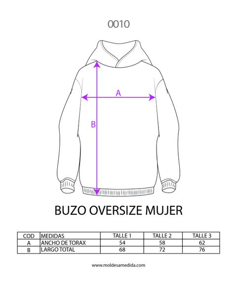 MOLDE BUZO OVERSIZE MUJER LARGO