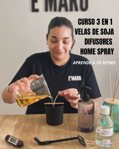 Curso 3 en 1 : Velas de Soja en envase + Difusores Aromáticos + Home Spray - Ebook