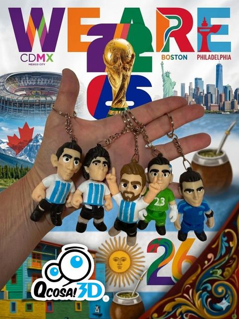 Pack 1 seleccion argentina 5 minis mas llavero para ams 