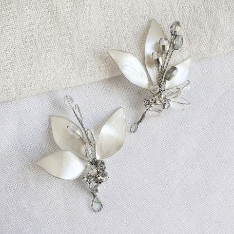 Pins hojas grandes silver