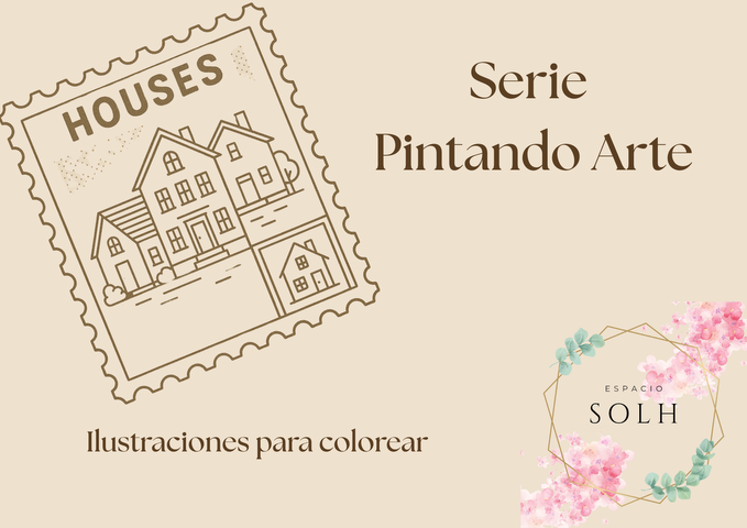 Ilustraciones para colorear - Casas - DIGITAL