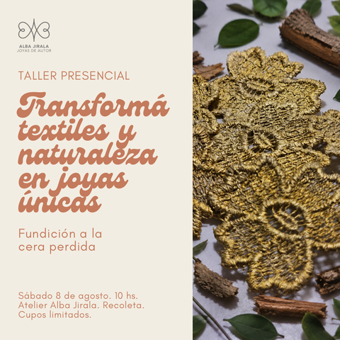 Taller Transformá textiles y naturaleza en joyas únicas: Cera de inmersión 