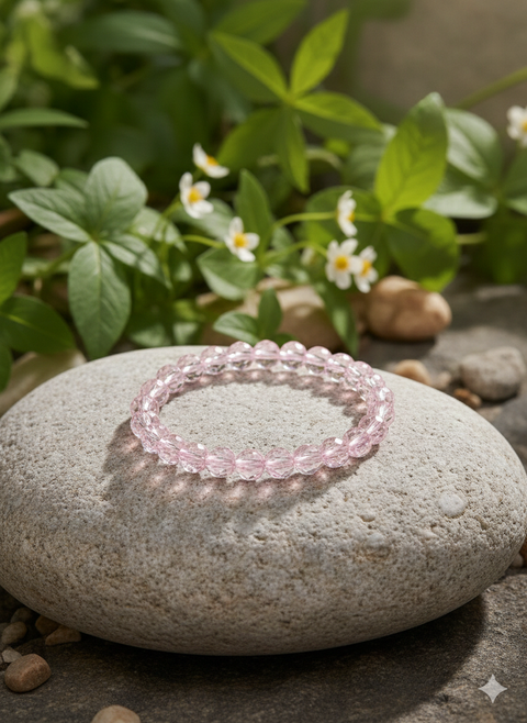 Pulsera cristal  roca rosa 