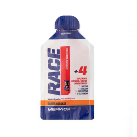 Gel Race por unidad. 40 Gr Mervick Lab Repositor Energético Sabor Naranja