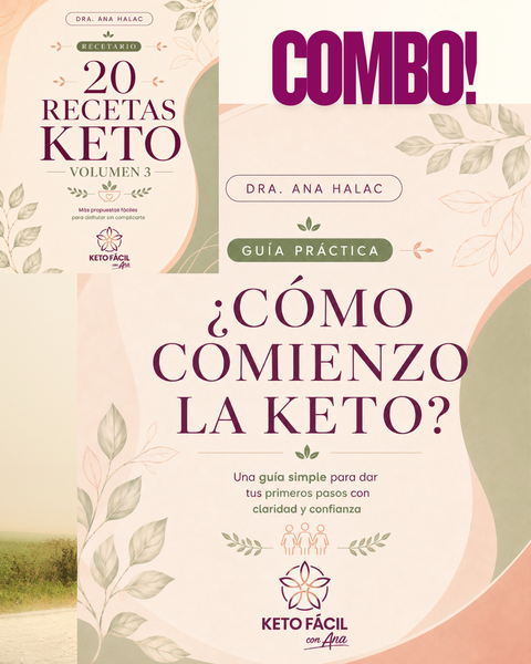 COMBO: GUÍA CÓMO COMENZAR LA KETO CON RECETARIO 20 RECETAS KETO