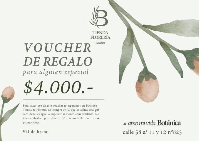 Gift Card en Tienda&floreria 