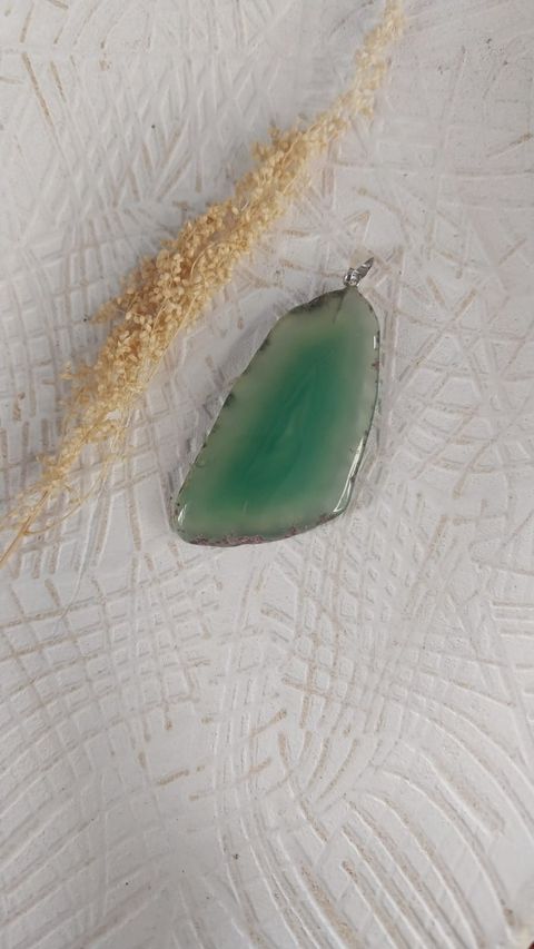 Dije chapa de Ágata verde sin engarce