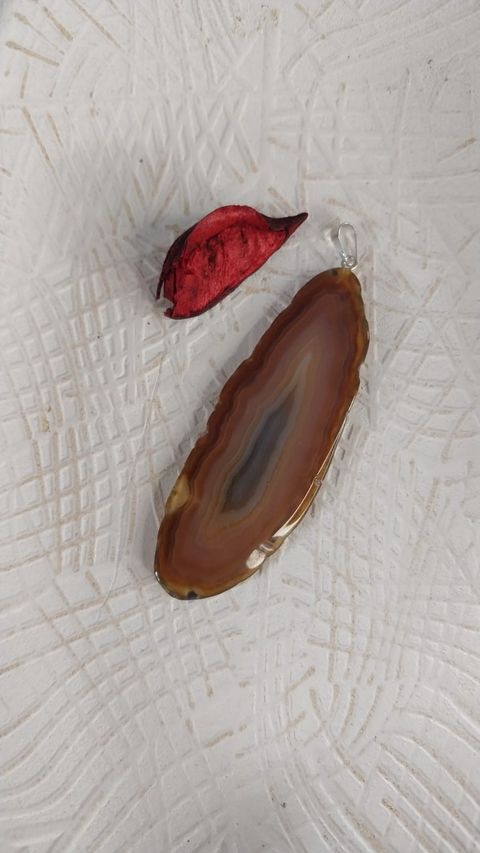 dije chapa de Ágata naranja sin engarce