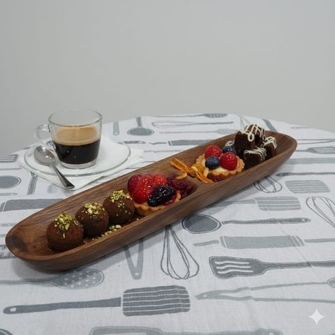 Copetinero oval de dos divisiones de madera