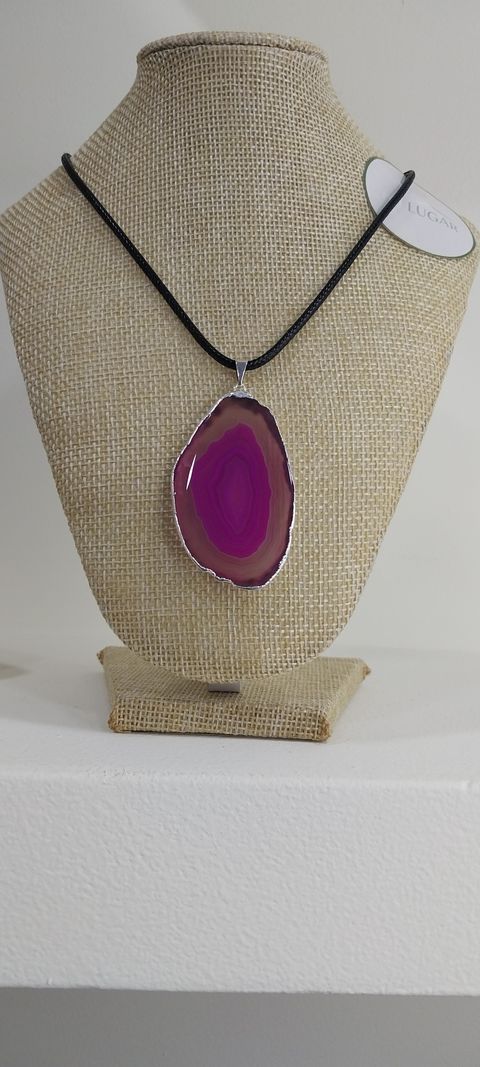 Dije chapa de Ágata rosa  con engarce 