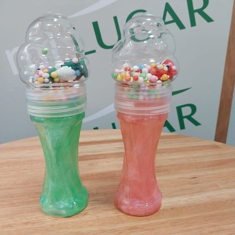 Slime  en tubo de  170gramos de dinosaurio y pelotitas Rosado o Verde