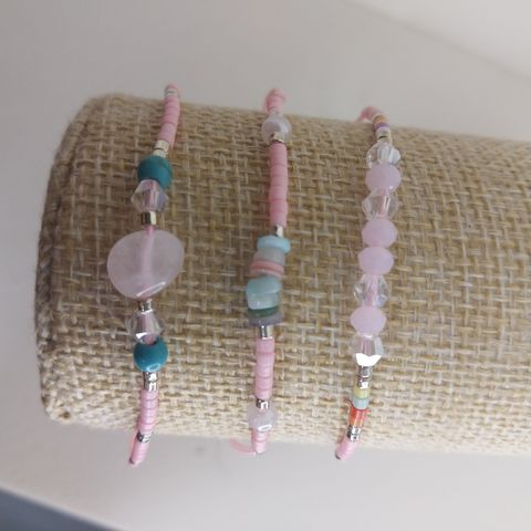 Tres pulsera en conjunto Rosa