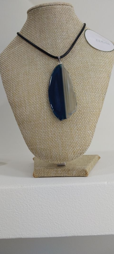 dije chapa de Ágata azul sin engarce