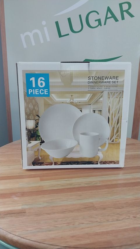 Juego vajilla de 16piezas cerámica blanca