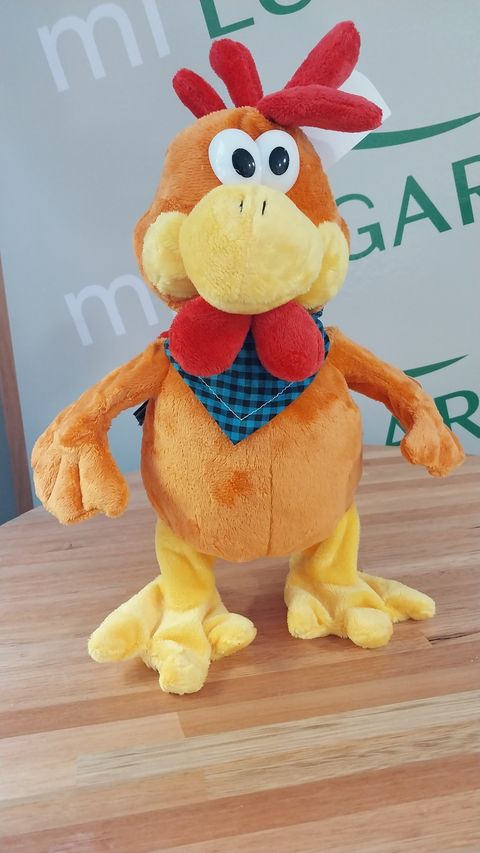 Peluche gallo que grita 38cm de alto