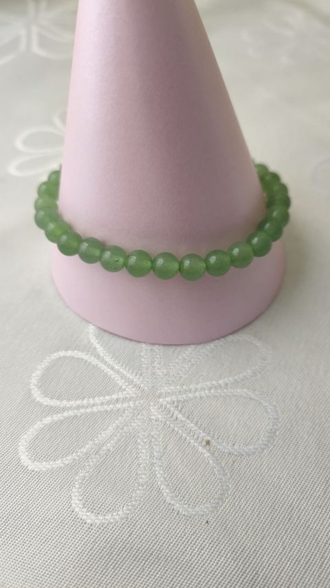 PULSERA FABRICADA EN PIEDRA NATURAL DE CUARZO VERDE ELASTIZADA