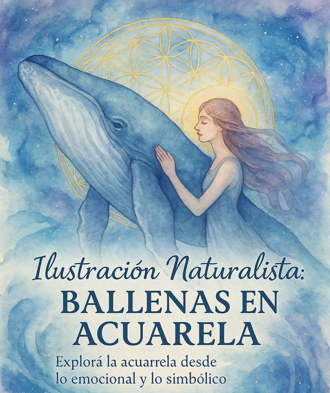 Ilustración Naturalista: Ballenas en Acuarela