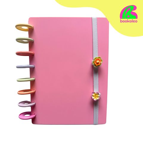 Agenda floral + lapicera y elástico