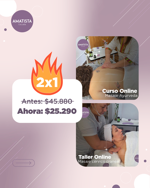 Cyber Week 2x1 Curso online de Masaje Ayurveda + Taller online de Masaje Cérvico Craneal