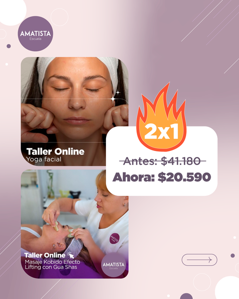 Cyber Week 2x1 Taller online de Yoga Facial + Taller online Masaje Kobido con Gua Sha