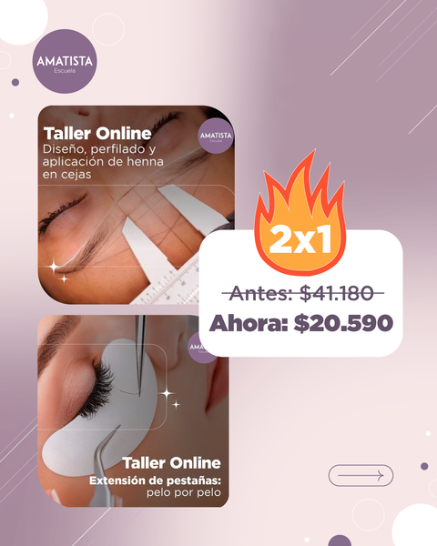 Cyber Week 2x1 Taller de Diseño y Perfilado de Cejas + Curso online de Extensión de Pestañas Pelo por Pelo 