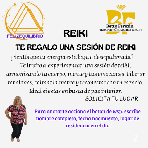 Sesion de REIKI  (Los 18 y 29 de cada mes)