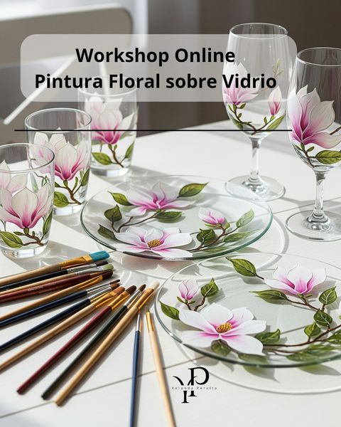 Pintura Floral sobre Vidrio
