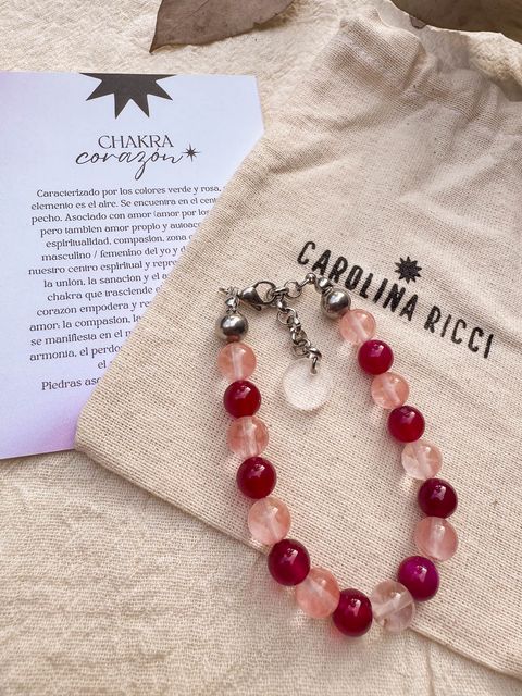Pulsera Emperatriz - Ágata fucsia y cuarzo rosa