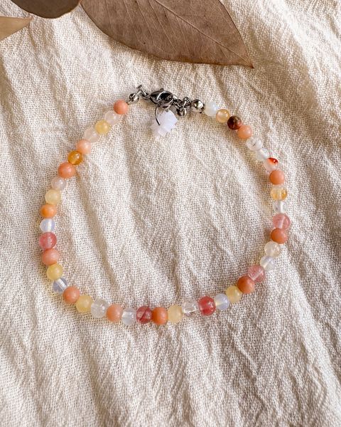 Pulsera Emperatriz - Aventurina natural, calcita amarilla, cuarzo cherry y opalina