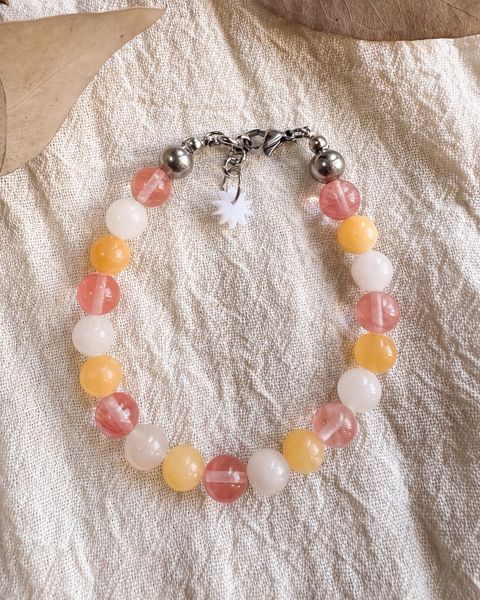 Pulsera Emperatriz - Calcita amarilla, cuarzo cherry, jaspe durazno