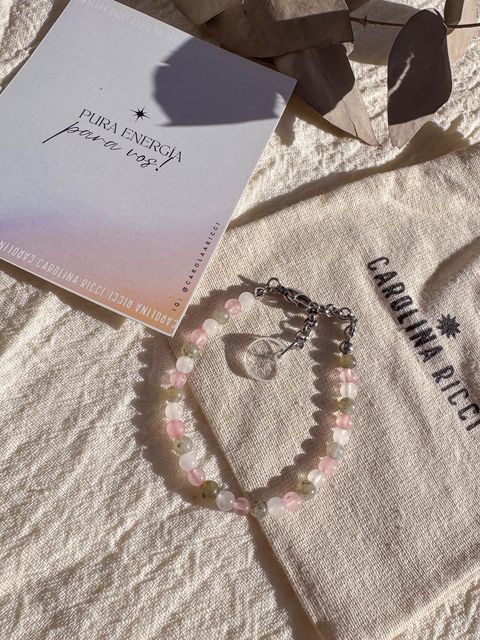 Pulsera Emperatriz - Cuarzo rosa, blanco y labradorita