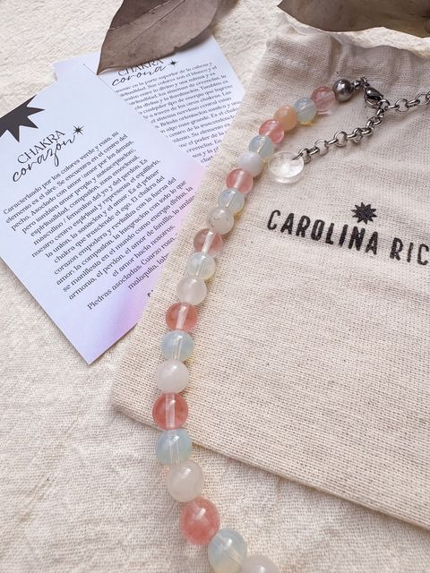 Collar Emperatriz - Cuarzo cherry, opalina y jaspe durazno