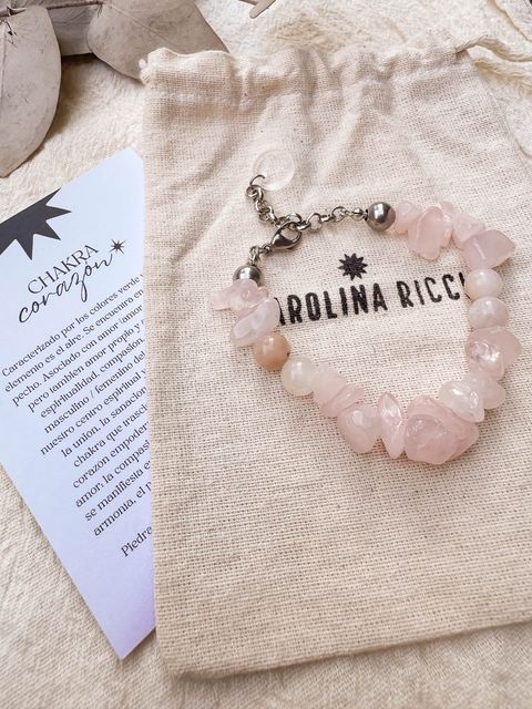 Pulsera Magia - Escallas cuarzo rosa y jaspe durazno