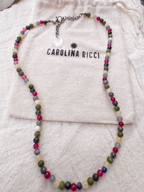 Collar Emperatriz - Cuarzo cherry, calcita amarilla, jade verde, labradorita y sodalita