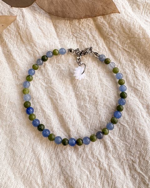 Pulsera Emperatriz - Cuarzo azul y jade verde