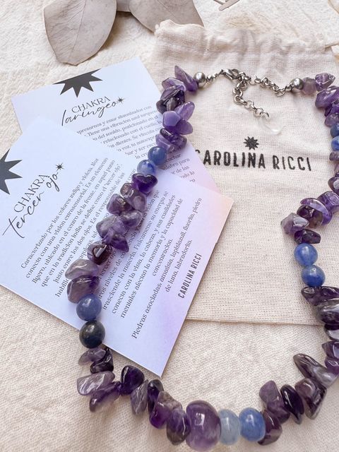Collar Magia - Cuarzo azul natural y escallas amatista