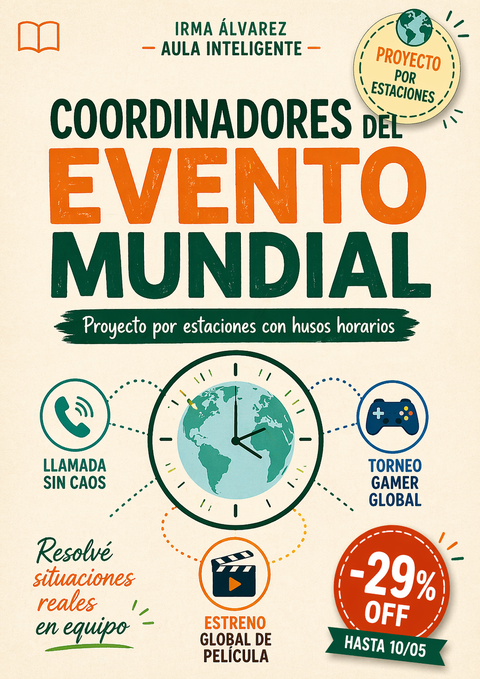 ⌛ Coordinadores del evento mundial: proyecto por estaciones para resolver situaciones con husos horarios