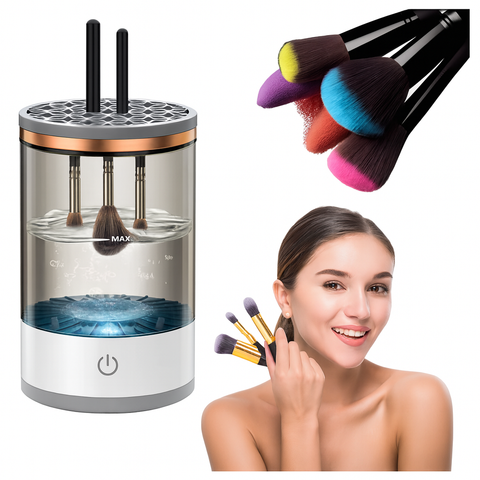 Limpiador Automático Maquillaje Brochas Esponjas Profesional Blanco