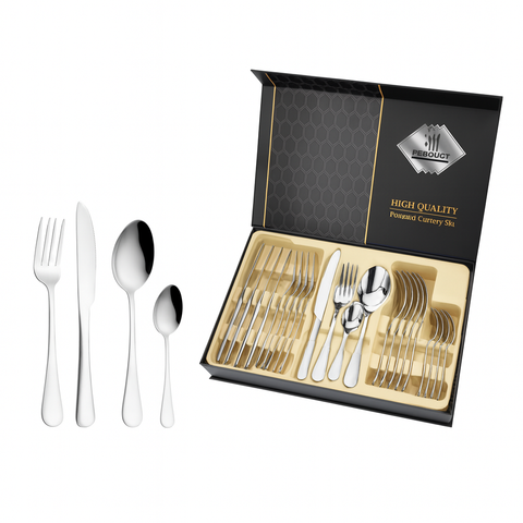 Set 24 Cubiertos High Quality Acero Inoxidable Color Plateado