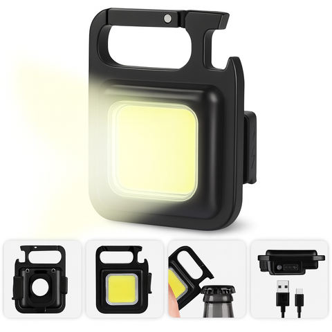 COMBO X3 Linterna Llavero Mini Led Recargable Cob Usb Luz Destapador Linterna Negro Luz