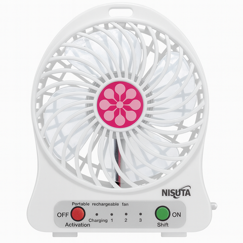 Mini Ventilador Portatil Nisuta Recargable Usb Blanco o Negro