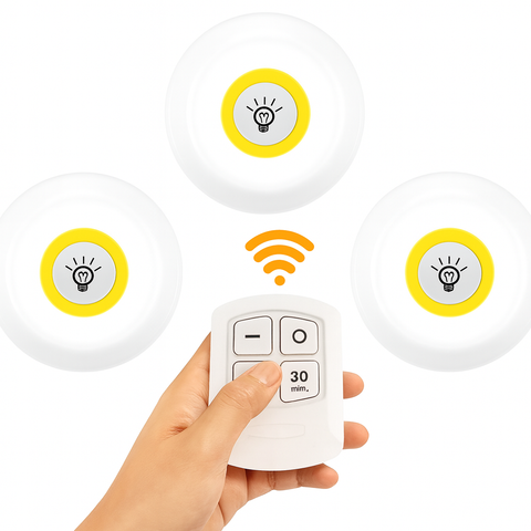 Pack Set 3 Luces Led - Luz Blanca 2 Niveles De Iluminacion + Control