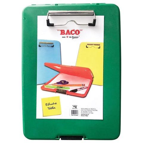 Tabla Agarrapapel Estuche Plástico Tamaño Carta Baco