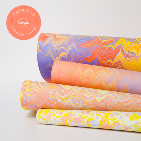 Pack de papeles marmolados