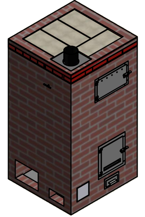 Plano PDF de estufa Danesa6. Versión de campana: Mínima 99cm ANCH x 93,5cm PROF x 181cm ALTO