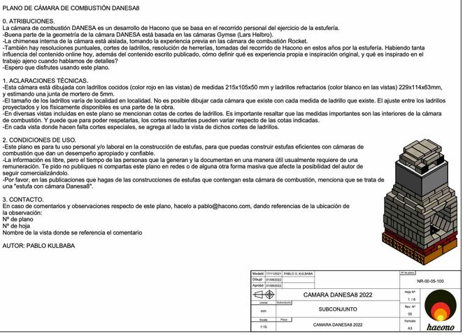 Plano PDF de cámara de combustión Danesa8 229x114x63
