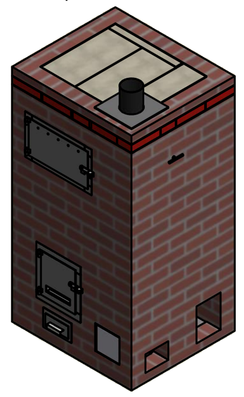 Plano PDF de estufa Danesa5. Versión de campana: Mínima 89cm ANCH x 77cm PROF x 165cm ALTO