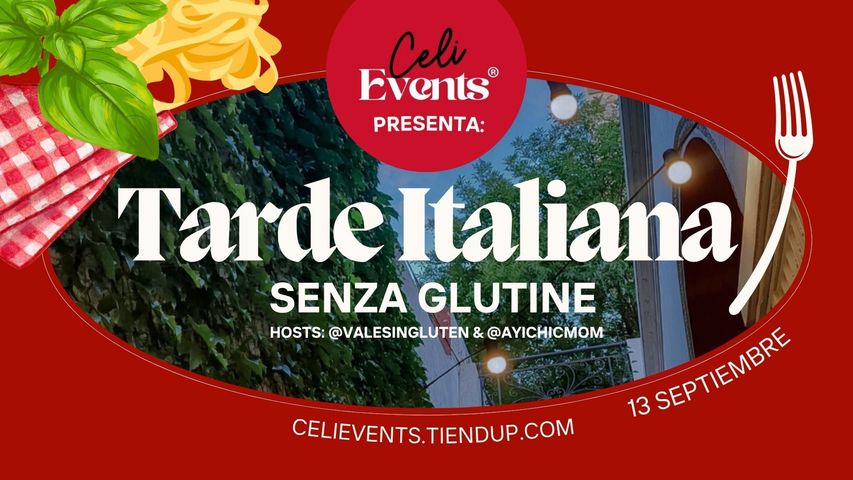 🍝Tarde Italiana Senza Glutine - ENTRADA KIDS (Hasta los 12 años) 